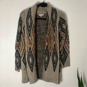 Warm cotton blend thick cardigan with geometric pattern S